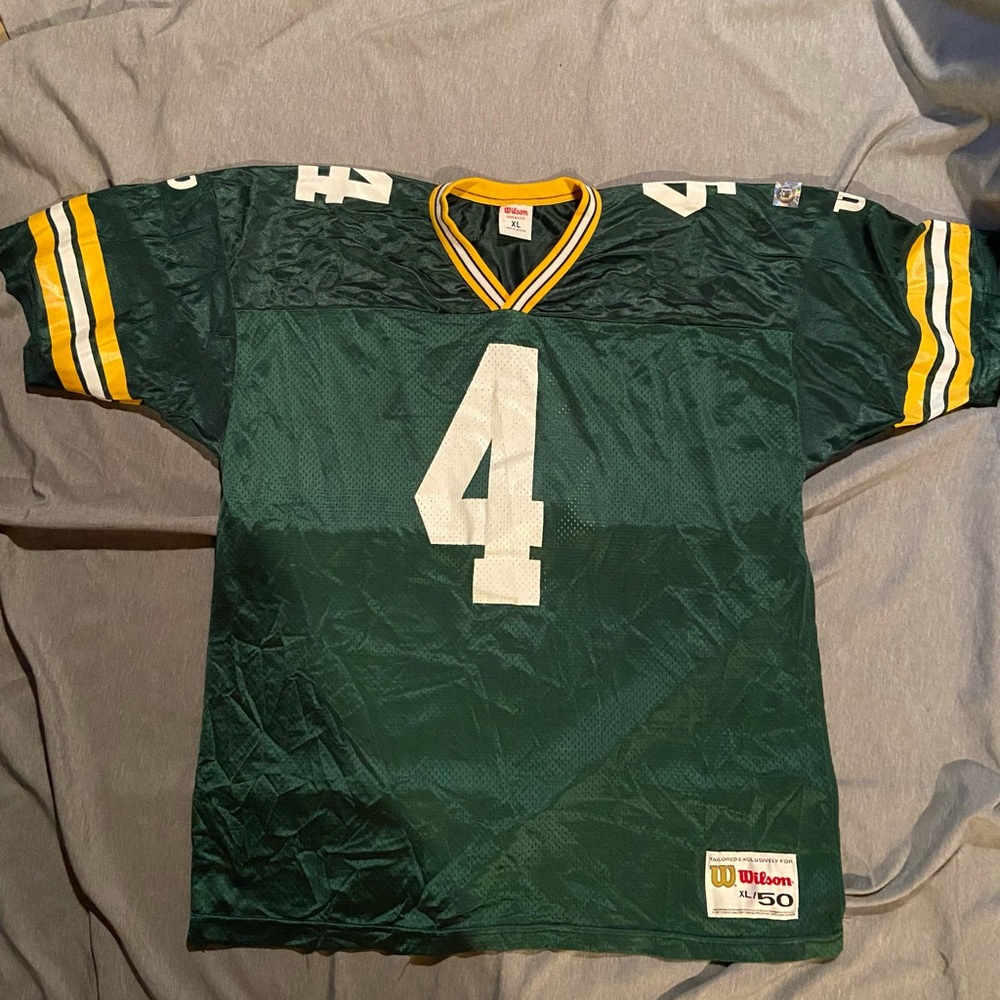 Men’s Vintage Brett Favre Green Bay Packers Jersey Wilson Size XL Green